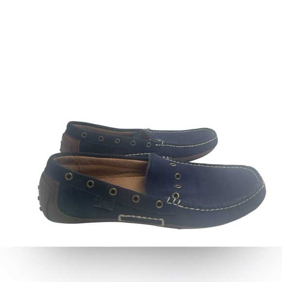 Polo Ralph Lauren Wyndings Slip-On-Driving Men's Loafers Tan Navy SZ 9.5 - Picture 1 of 14